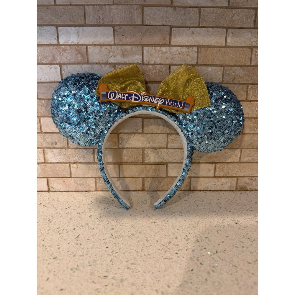 Blue Sequin Mickey‎ Minnie Ears Headband Disney 2025